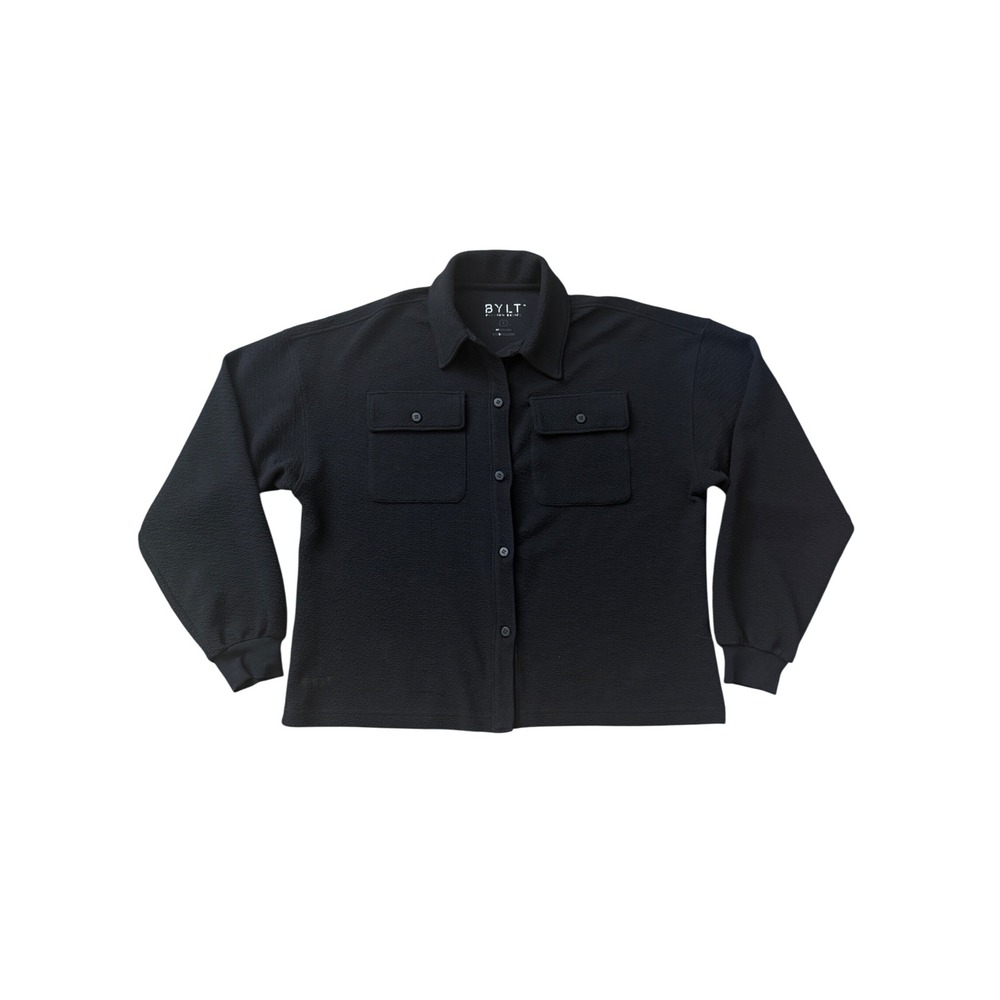 BYLT Serene Shacket Womens Small Black Textured Button Down Shirt Jacket Small